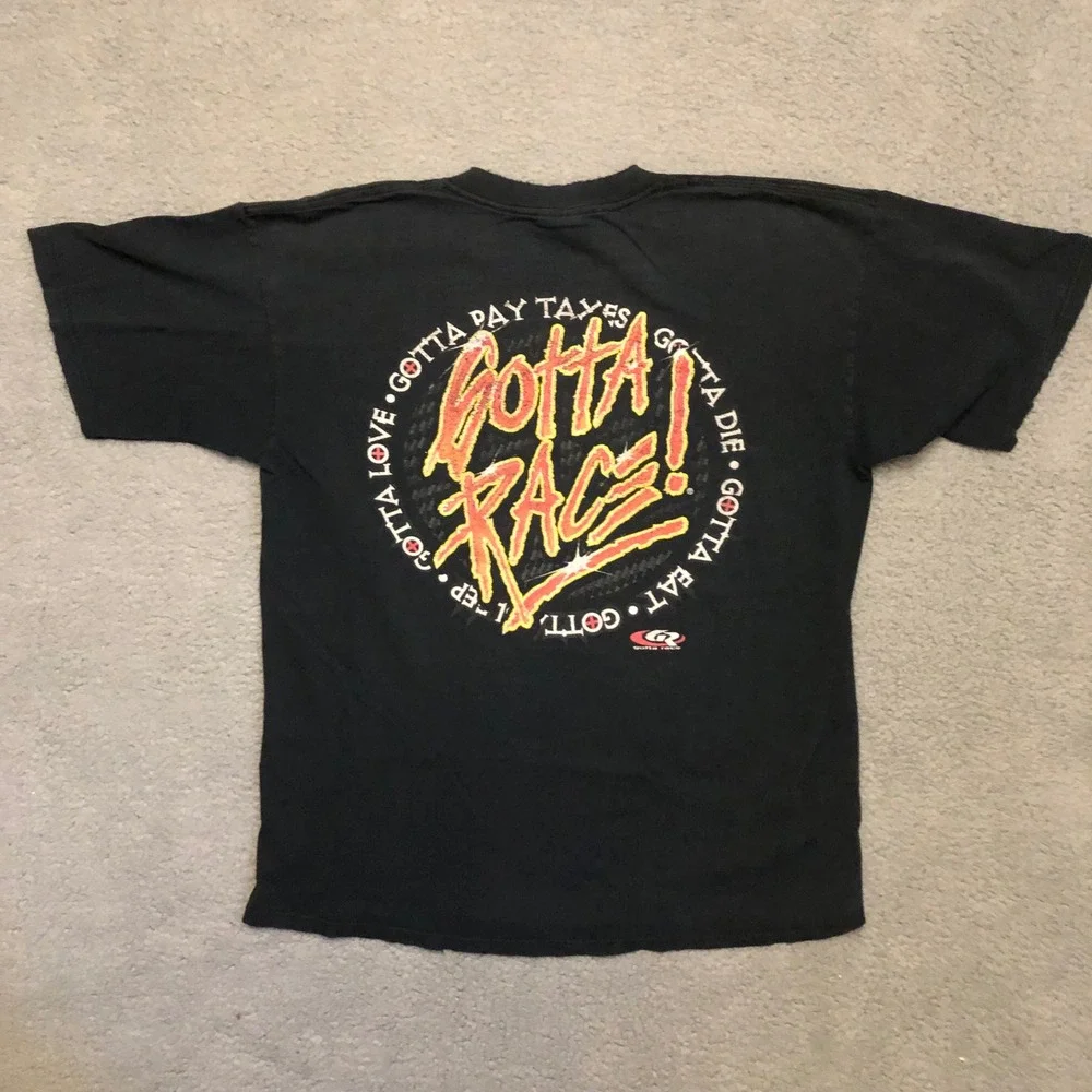 Vintage Gotta Race Graphic T-Shirt XL Black USA‎ Dirt Track Stock Car Thrashed